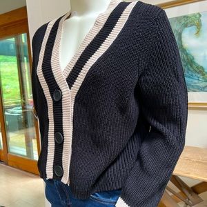 525 America Varsity cotton cardigan in black.